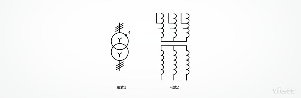 具有個(gè)抽頭的星形連接的三相變壓器，每個(gè)初級繞組除其端頭外還示出個(gè)可用的連接點(diǎn)